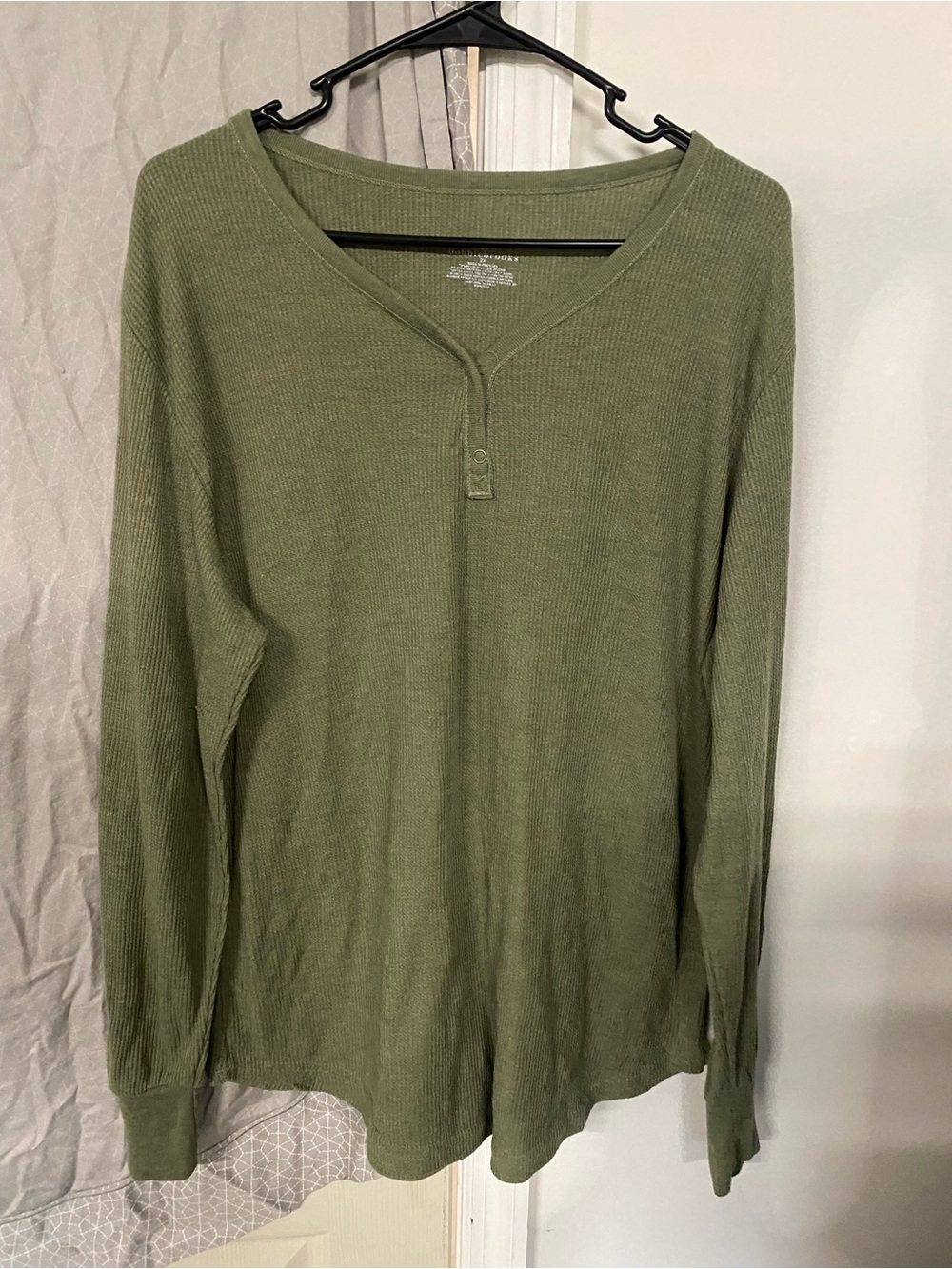 Bobbie Brooks Olive Green Ribbed Henley Top